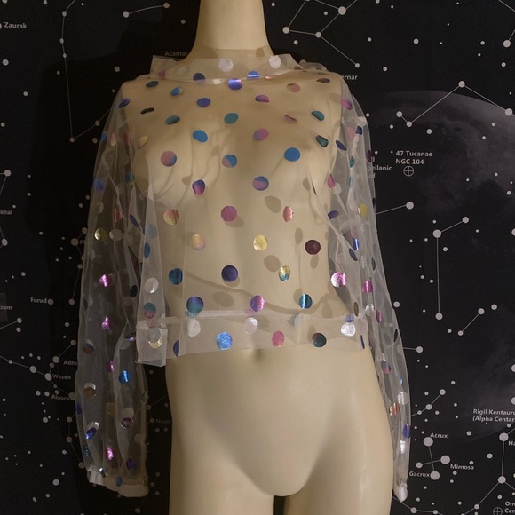 <sold>🥺sheer gorgeous polka dot crop top. 💓 - Picture 2 of 4